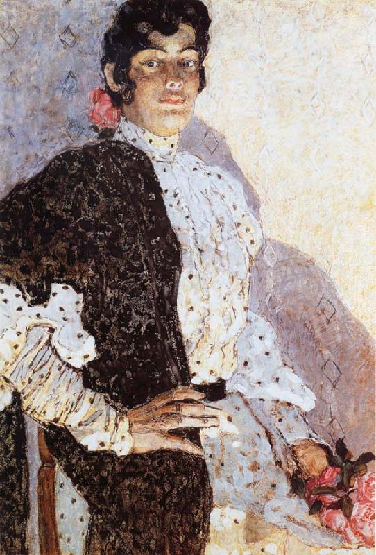 Alexander Yakovlevich GOLOVIN The Woman of spanish had on a shawl Black France oil painting art